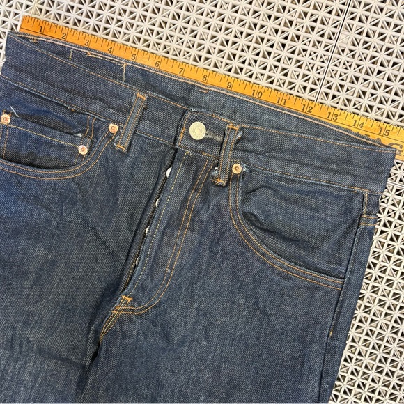 Levi's 501 Button Fly Straight Leg Dark Wash Denim Jeans - Picture 8 of 15